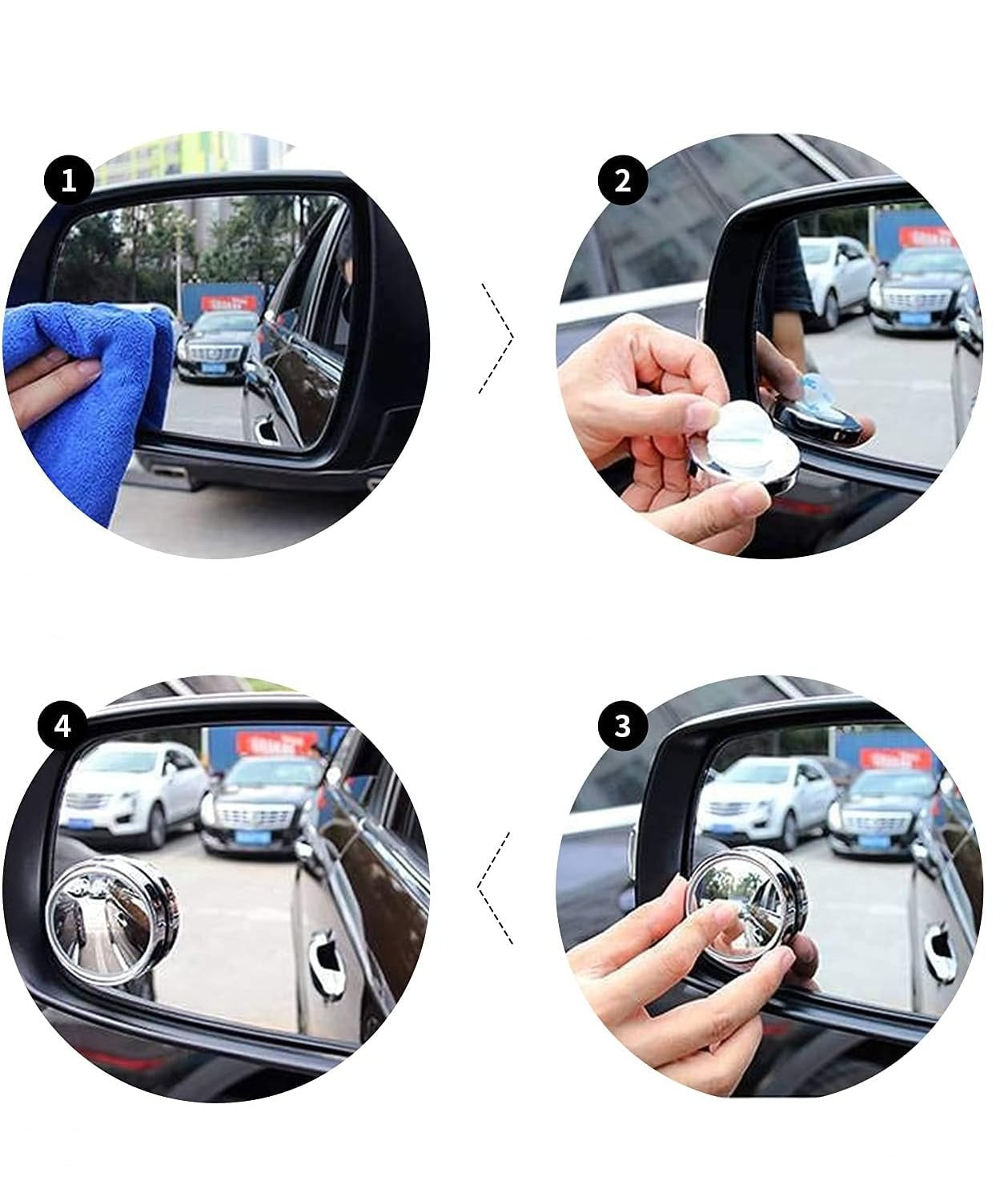Rétroviseurs grand-angle anti-angle mort rotatifs à 360° (lot de 2)